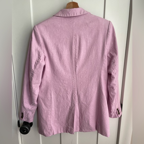 Banana Republic Cotton/Linen Suit Jacket in Pink sz 10 - Picture 4 of 7